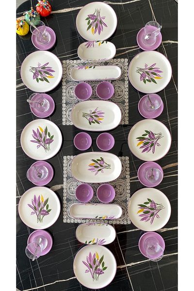 Borser Lila 28 Piece Breakfast Set for 8 People
