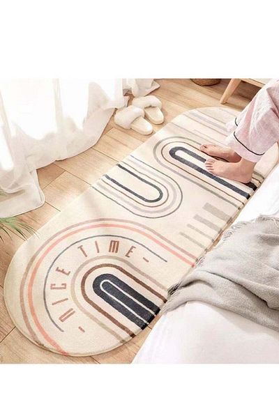 ALMUFARREJ Multicolored soft touch oval rug 160x60 cm