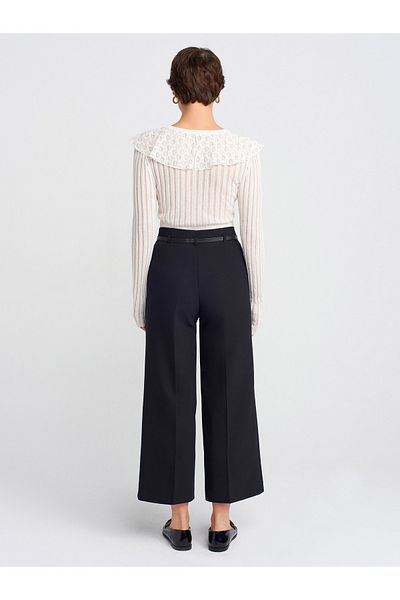 Dilvin 71616 Culotte Pants with Belt-Black