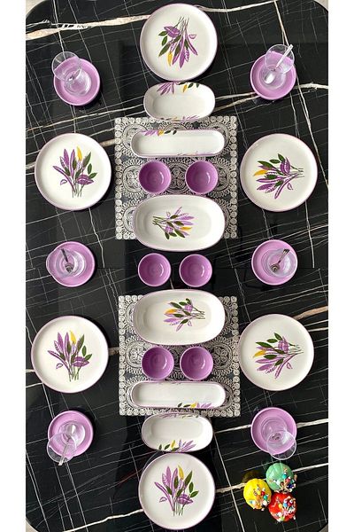 Borser Başak Lila 24 Piece Breakfast Set for 6 People
