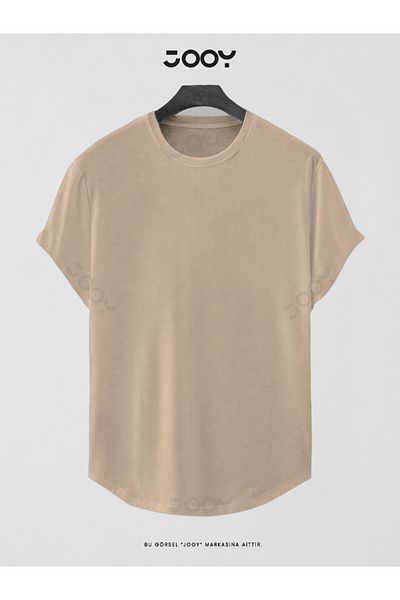Jooy Μπλουζάκι μπλουζάκι με ίσιο μπεζ ανάτυπο Basic Slim Fit Oval Cut
