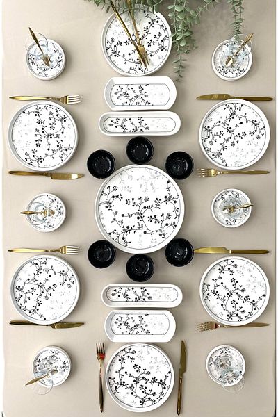 Borser Black Eliz 6 Person 23 Piece Breakfast Set
