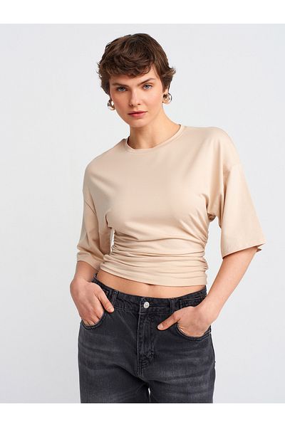 Dilvin Crew Neck T-Shirt - Light Beige 31610
