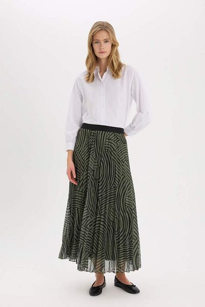 DeFacto New Season Pleated Printed Chiffon Maxi Skirt
