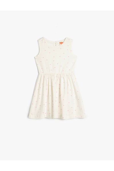 Koton Cotton Crew Neck Sleeveless Polka Dot 2-Piece Dress