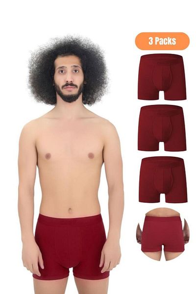 CNT Men's 3-Piece Boxer, 1st Class Fabric, Premium Package, Special Design. Plain Lycra Boxer Shorts Dowry Gift