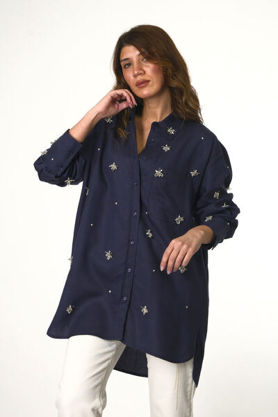 ABBRA Women's Bead Embroidered Shirt