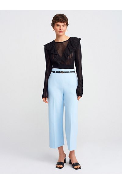 Dilvin 71616 Culotte Pants with Blue Belt