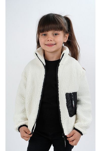 Monttini Girls' Welsoft Single Top Plush Sweatshirt Cardigan Jacket
