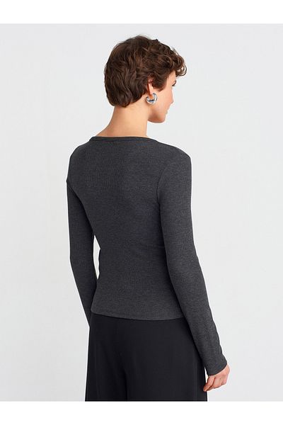 Dilvin 31548 Button Detailed Gathered Ball-Anthracite