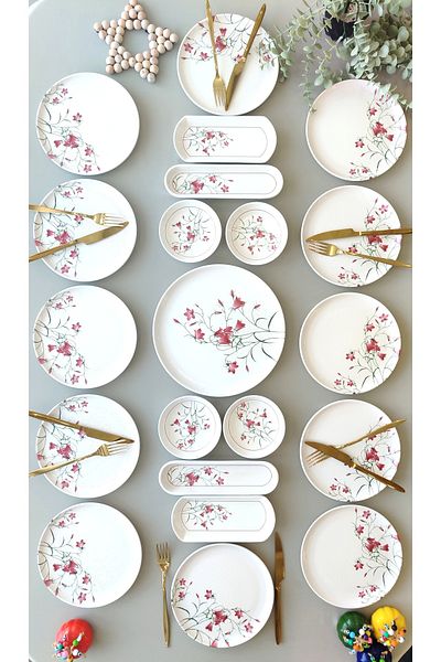 Borser Fushia Çiğdem 21 Piece Breakfast Set for 12 People