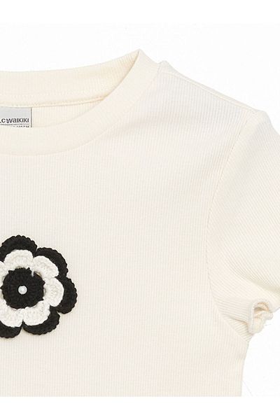 LC Waikiki New Season Crew Neck Floral Girl's Crop T-Shirt - S56457Z4