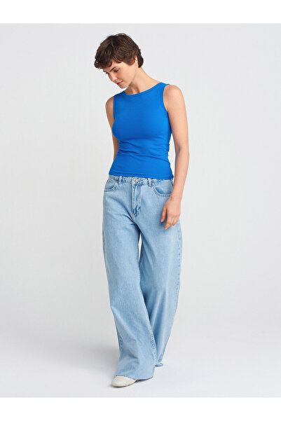 Dilvin 20868 Top-Sax fără mâneci cu gât barcă