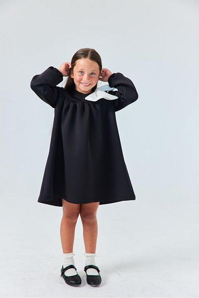 Le Mabelle Black Shoulder Bow Detailed Girl's Dress - Leah