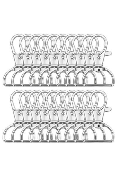 Choice 30 قطعة فضية، حزمة من 30 حزام دوار بحلقة على شكل حرف D، خطاف زنبركي، خ...