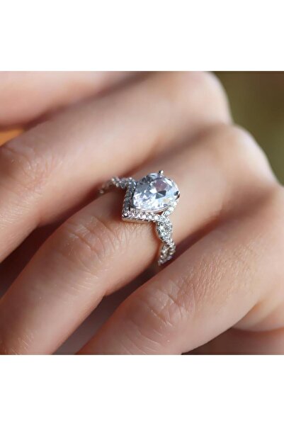 Necati Gün Sonsuzluk Zirkon Taşlı Damla Model Gümüş Yüzük