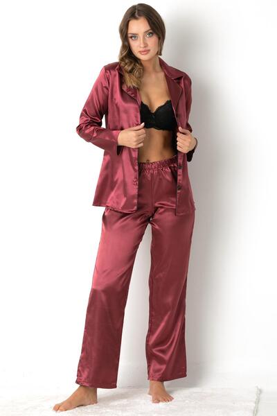 Doremi Uzun Kollu Saten Pijama Takımı