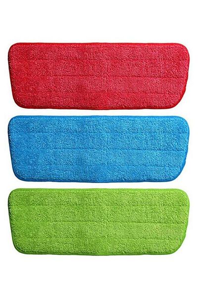 ALMUFARREJ 3-Piece Microfiber Mop Replacement Cleaning Pad Set Red/Blue/Green 42x14cm