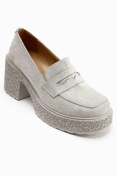 Limoya Pantofi de damă casual cu platformă din piele intoarsa gri Boi