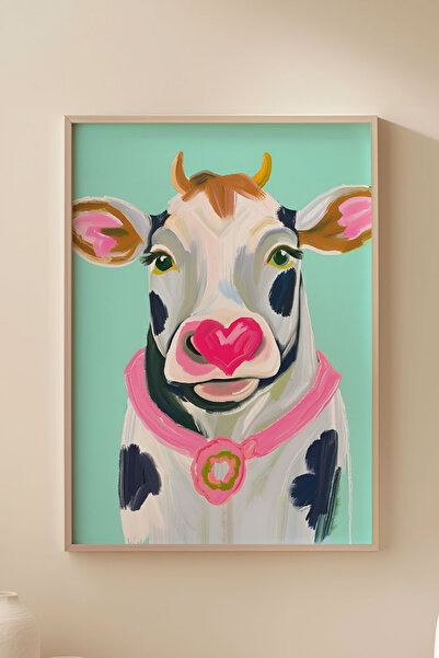 Alf Portraits Bebek Mavisi Kalpli Mö Çerçevesiz Poster, İnekseverlere Hediye,...