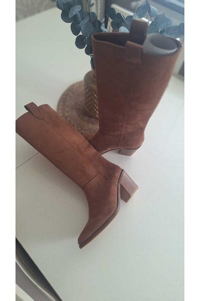 POTEEN Ptc Panora Cowboy Γυναικείες Μπότες Suede-ανοιχτό καφέ