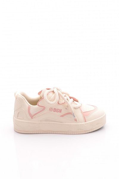 DGN Women's Thick Comfortable Sole Lace-Up Casual Sports Shoes Sneaker Powder