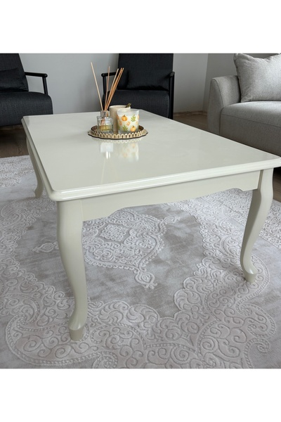 BAŞARAN CONCEPT Mdf Ultra Lüks Büyük Boy 70x110 Lükens Krem Orta Sehpa