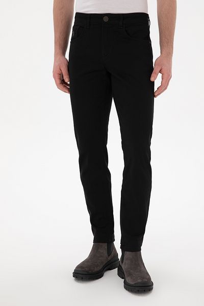 U.S. Polo Assn. Men's Black Slim Fit Canvas Trousers 50297545-Vr046