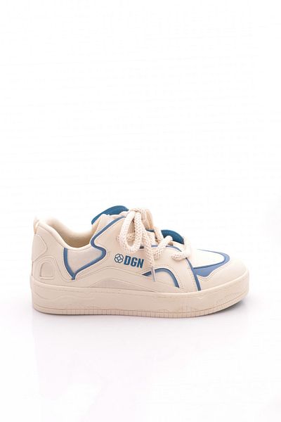 DGN Pantofi sport casual cu șireturi pentru femei, cu talpă groasă, albastru