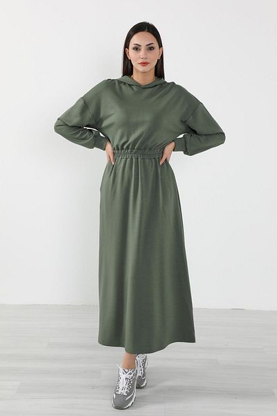 Aisha's Design Casual Hooded Relaxed Fit Dress - Elb-08