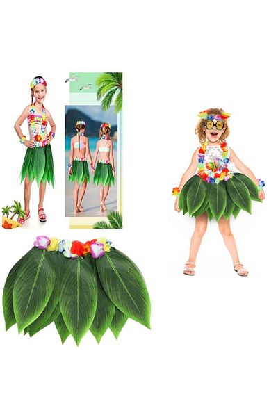 Skygo Children's Length Tropical Inspired Hawaiian Leaf Party Skirt