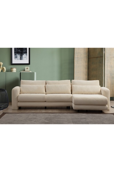 Vivense Lilly Fitilli Köşe Koltuk, Beyaz, Sağ Köşe