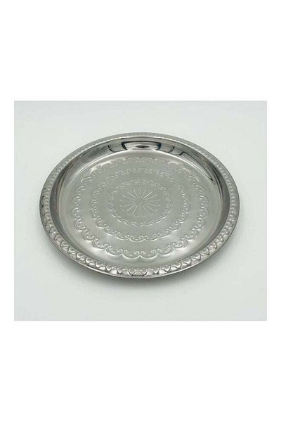 ALMUFARREJ Round Serving Tray Silver 45cm