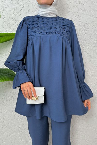 Salih Çelebi Μπροστινό Σετ Hijab 2257 - INDIGO