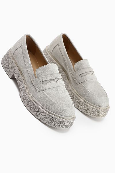 Limoya Pantofi casual de damă Bojan Gri din piele intoarsa cu talpa groasa