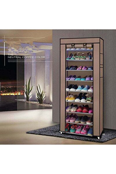 ALMUFARREJ خزانة أحذية 9 رفوف بني 160x60x30 سم