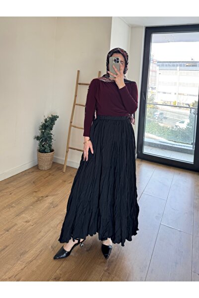 She Olive Fusta neagră cu talie elastică