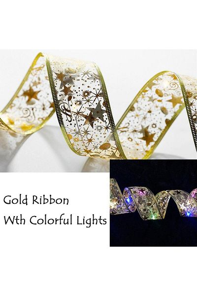 Zigver Christmas Decoration Ledi Ribbon Lights Christmas Tree Ornaments Diy Lace Bows String Lights Home Home Decorla