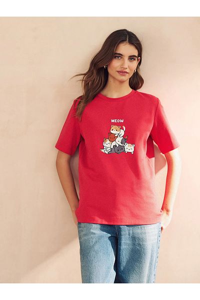 uyguntarz Μπλουζάκι Unisex Meow Printed Design