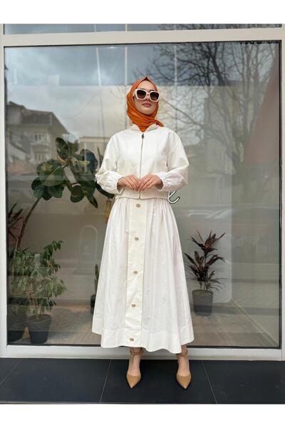 Venöve White Women's Skirt - Front Button