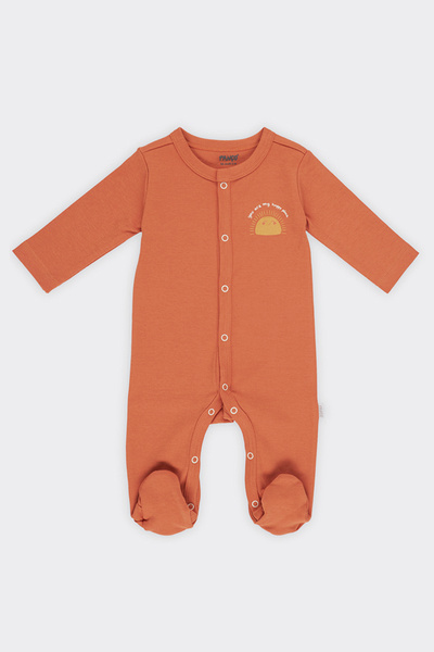 Panço Newborn Print Detailed Brick Jumpsuit
