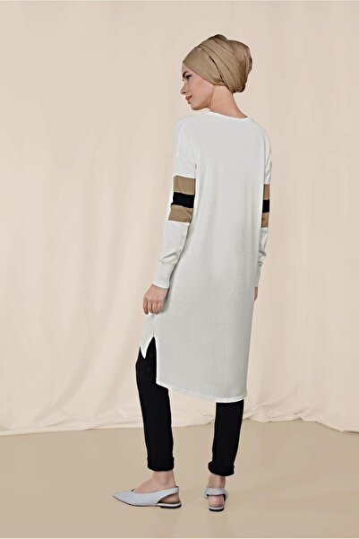 TRENDTESETTÜR Women's Cream Tunic with Slits on the Sides 4140