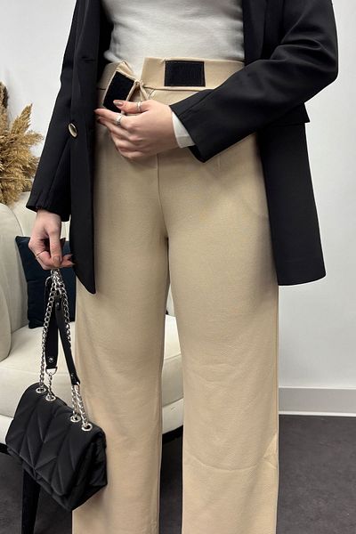 Tesettür Diyarı Women's Lycra Crepe Fabric Velcro Trousers