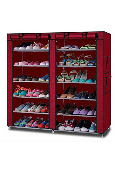 ALMUFARREJ منظم أحذية مكون من 12 طبقة، أحمر، 118×120 سم