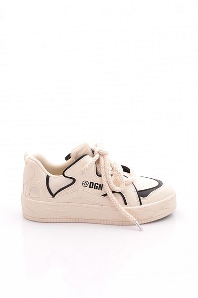 DGN Women's Thick Comfortable Sole Lace-Up Casual Sports Shoes Sneaker Black