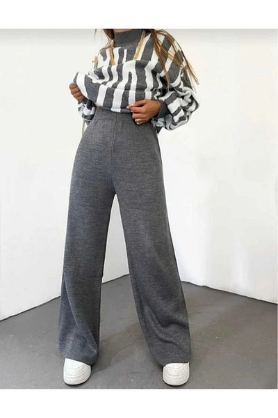 dgs dagıstanlı Women's winter, comfortable fit, wide-leg comfort-waist knitted trousers
