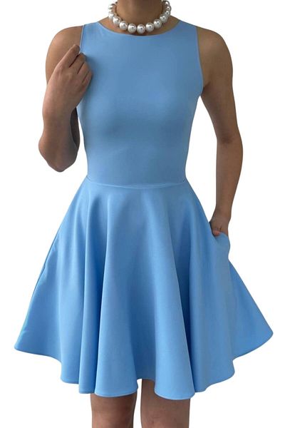 Moda Amore Mini rochie de seară pentru întoarcerea acasă și bal de absolvire - Decolteu, fără mâneci și rochie cu tiv cu volane 165