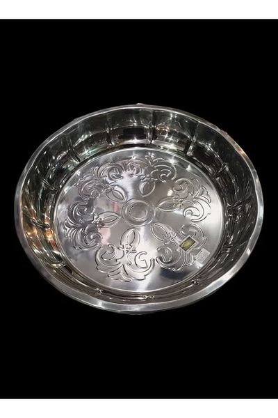 ALMUFARREJ Round Food Tray Silver 55cm