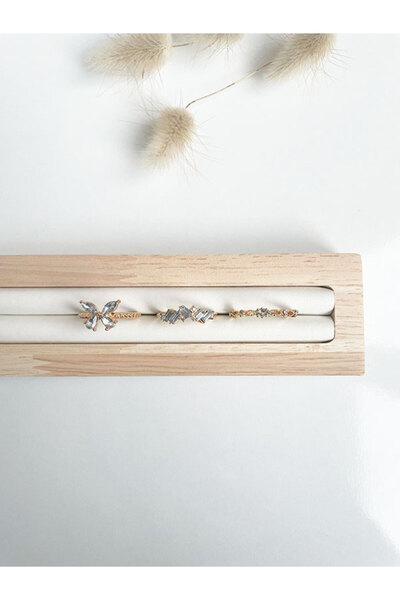 NevoAccessory مجموعة خواتم من الفولاذ الأزرق الجليدي مكونة من 3 قطع