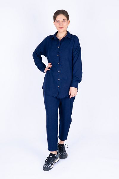LadiesandLittles Linen Shirt Pants Daily Suit